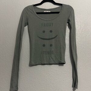 Hollister Co. grey long sleeve smiley shirt size small
